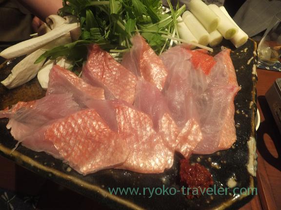 splendid alfonsino shabushabu (slices of the fishes), Yamadaya